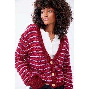 For Love & Lemons Jean-Paul Chunky Knit Cardigan | Burgundy | Small | NWOT